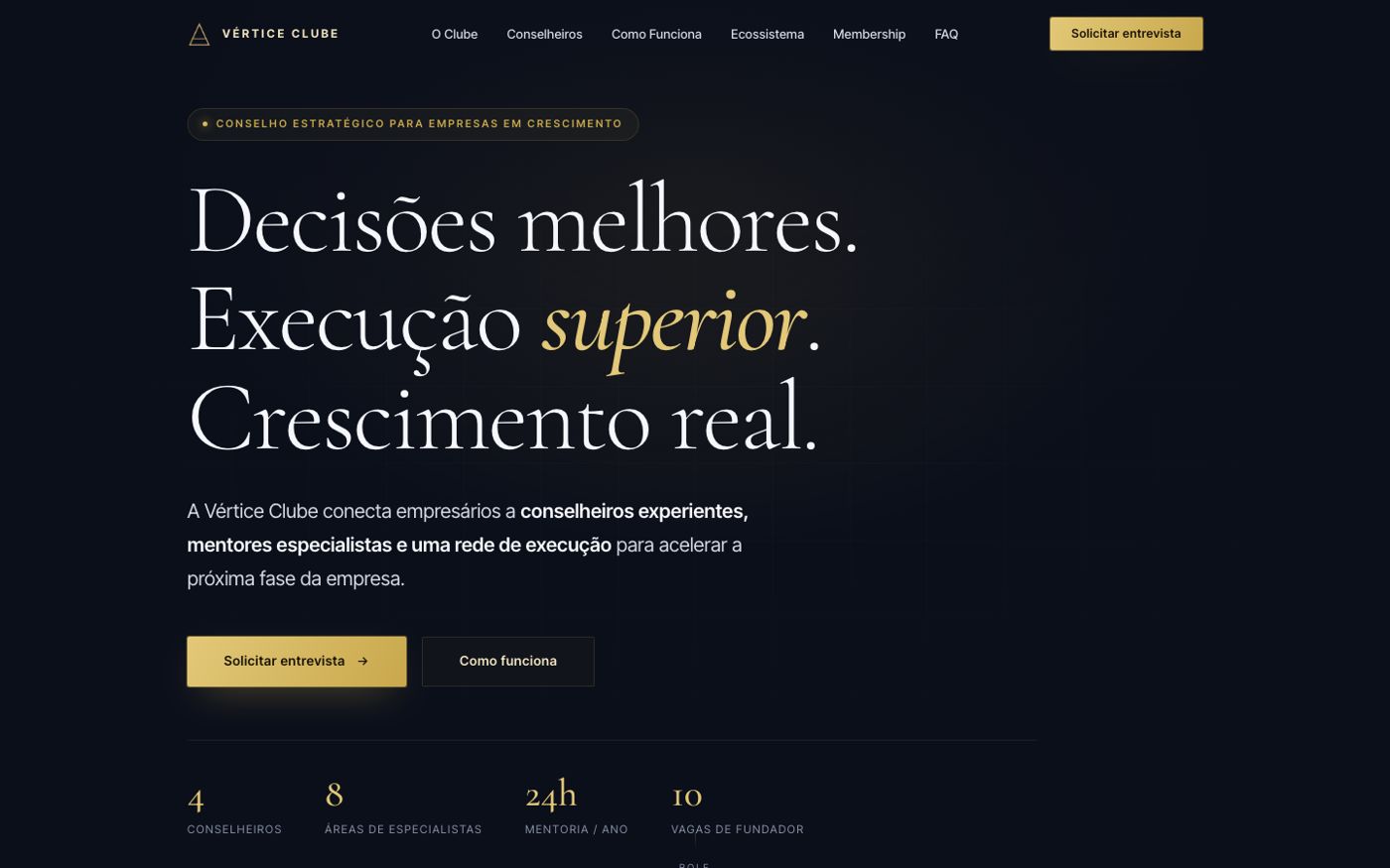 Site institucional de clube de negócios